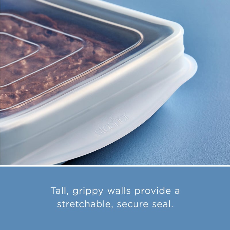 Stasher Reusable Silicone Stretch Lid for Casseroles, Sheet Pans, Baking Dishesâ€“Square Replacement Lid, 8â€x8â€, Stretchable, Leak-free, Microwave Safe, Dishwasher Safe, Food Cover, Eco-Friendly, Clear - Image 3