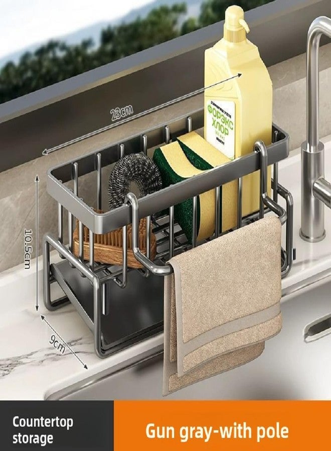 Daesyn Deal Self Draining Sink Organizer for Kitchen | Dishcloth, Sponge & Towel Holder with Fast Drying Design | Compact Kitchen Sink Caddy for Daily Use | Space Saving Rack (Black) - Image 2