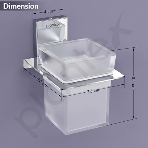 Plantex 304 Grade Stainless Steel Glass Tumbler Holder/Toothbrush Holder for Bathroom/Bathroom Accessories - Crystal (Chrome) - Image 3