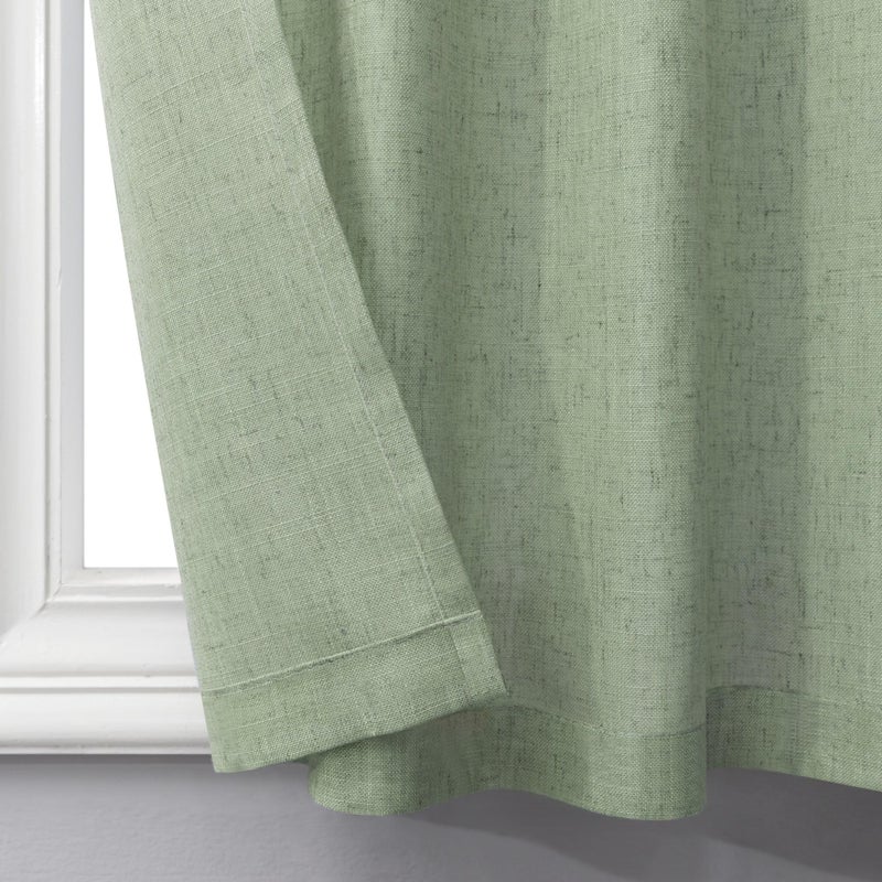 Pitalk Sage Green Half Curtains for Window 36in Long Linen Kitchen Tier 2 Panels Back Tab Pocket Semi Privacy Light Filter Energy Efficient Short Light Green Curtain for Small Bathroom Laundry 36 Inch Length - Image 5