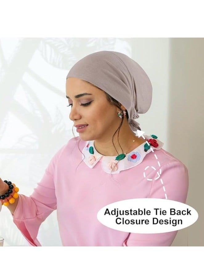 FengSVMA Women Hijab Undercap, Islamic Muslim Under Hijab Cap Inner Under Scarf Hat Hijab Cap with Tie Back Closure  - Image 3