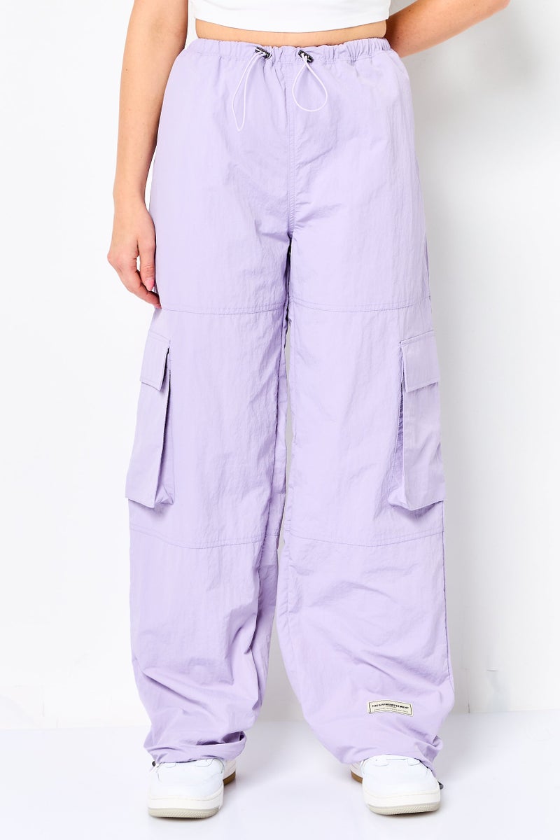 The Giving Movement Women Regular Fit Brand Logo Cargo Pants, Lavender - Image 1
