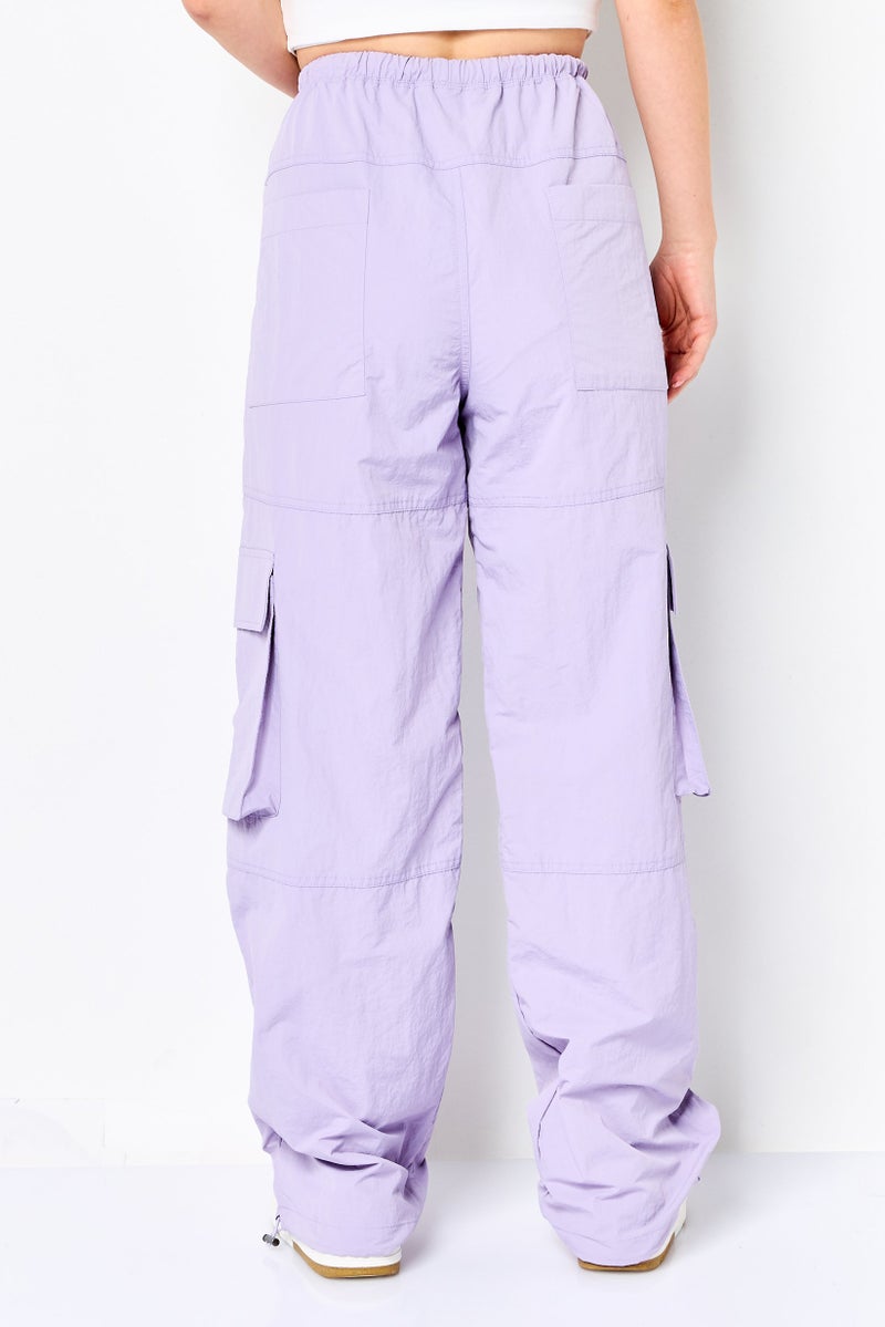 The Giving Movement Women Regular Fit Brand Logo Cargo Pants, Lavender - Image 2