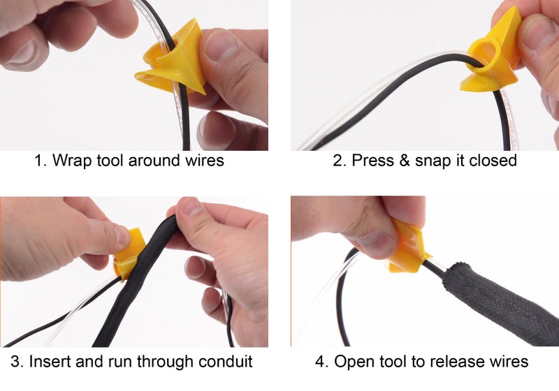 Electriduct Yellow Loom Tool Kit - Cable Insertion for Bundles from 1/4" to 1" (1 Small Tool + 1 Large Tool) - Image 3