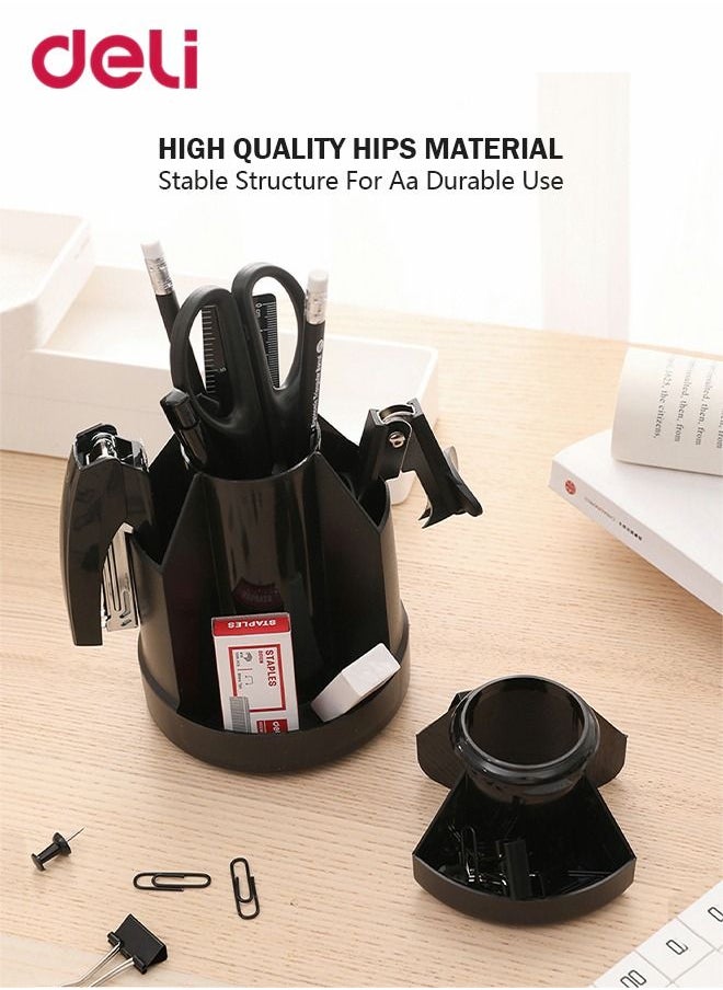 Deli Rotatable Multifunctional 5 Compartments Pen Holder Desk Organizer  - Image 3