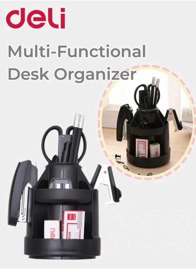 Deli Rotatable Multifunctional 5 Compartments Pen Holder Desk Organizer  - Image 2