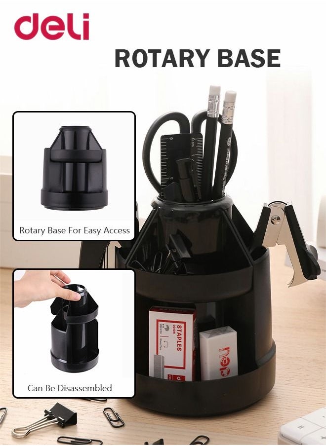 Deli Rotatable Multifunctional 5 Compartments Pen Holder Desk Organizer  - Image 5