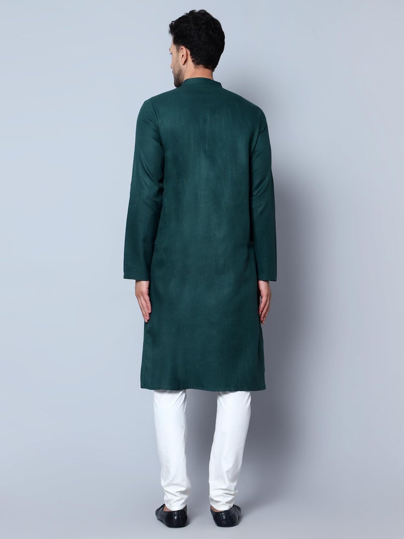 LATEST CHIKAN Men's Cotton Blend Regular Solid Kurta Pyjama Set - Casual Ethnic Set -KP-MGK-BGR-46 - Image 4