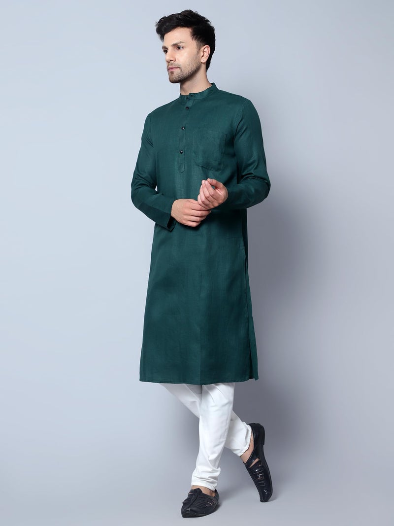 LATEST CHIKAN Men's Cotton Blend Regular Solid Kurta Pyjama Set - Casual Ethnic Set -KP-MGK-BGR-46 - Image 2