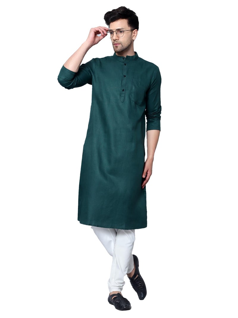LATEST CHIKAN Men's Cotton Blend Regular Solid Kurta Pyjama Set - Casual Ethnic Set -KP-MGK-BGR-46 - Image 1