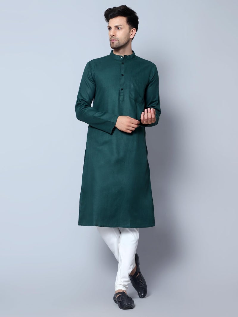 LATEST CHIKAN Men's Cotton Blend Regular Solid Kurta Pyjama Set - Casual Ethnic Set -KP-MGK-BGR-46 - Image 3