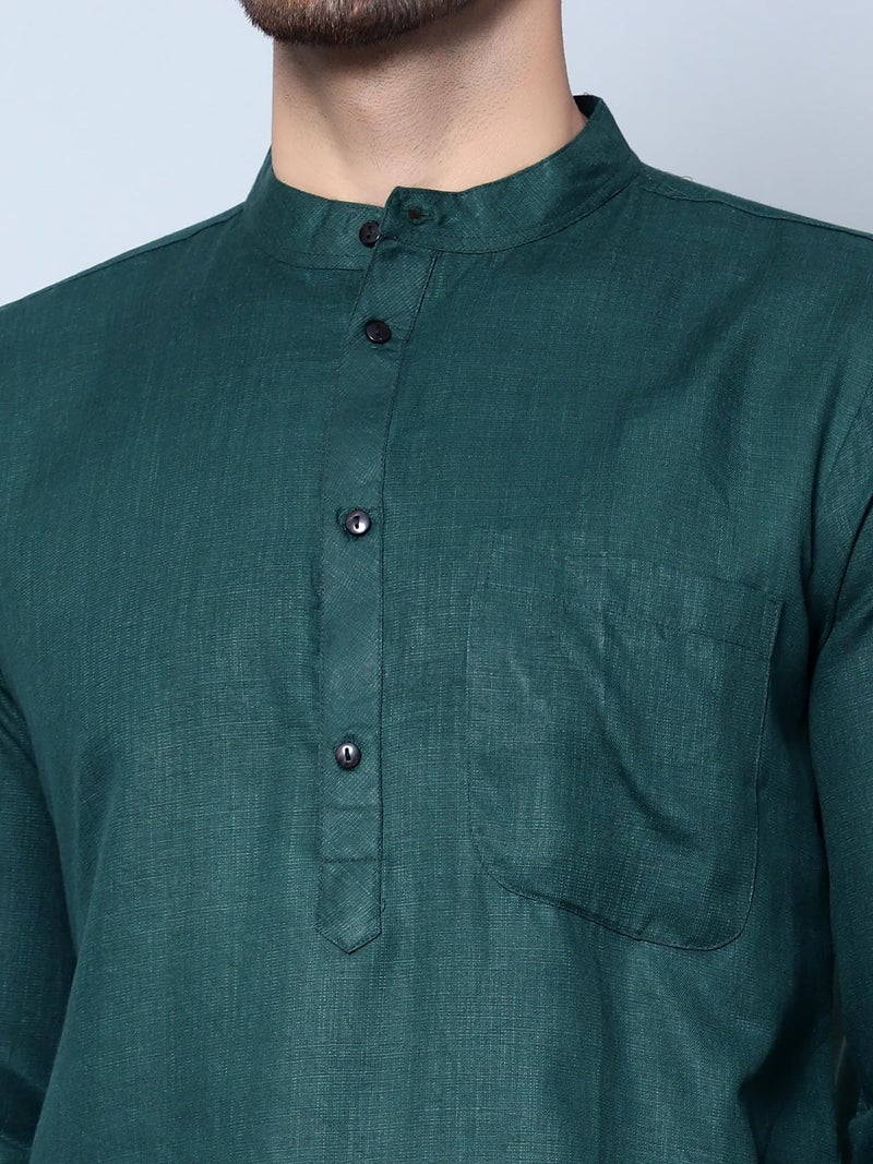 LATEST CHIKAN Men's Cotton Blend Regular Solid Kurta Pyjama Set - Casual Ethnic Set -KP-MGK-BGR-46 - Image 5