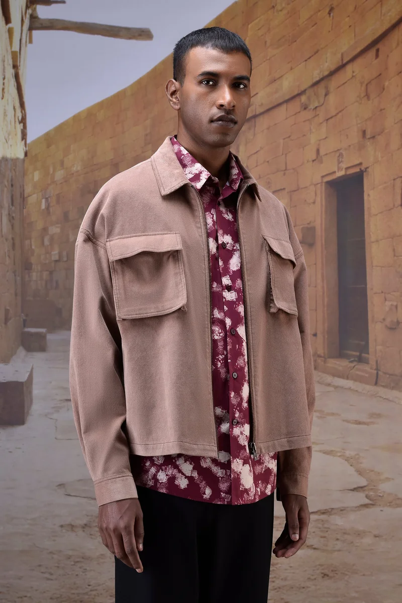 Genes Lecoanet Hemant Warm Beige Classic Corduroy Shirt