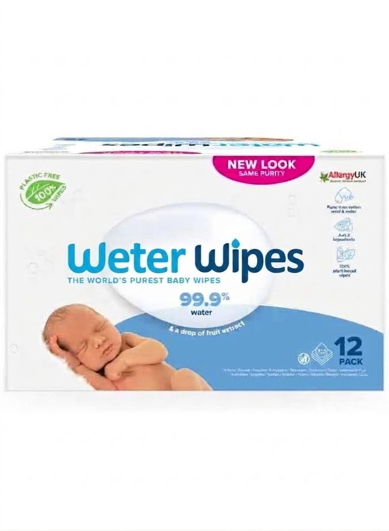 Wipes Original Plastic Free Baby Wipes, 720 Wet Wipes, 99.9% Water Based And Unscented For Sensitive Skin Pack of 12 - Image 1