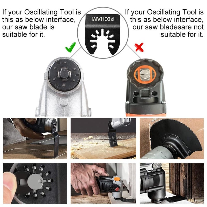 PECHAM 24PCS Universal Wood Metal Oscillating Multitool Quick Release Saw Blades Fit Porter Cable Black & Decker Rockwell Ridgid Ryobi Milwaukee Chicago Craftsman - Image 3
