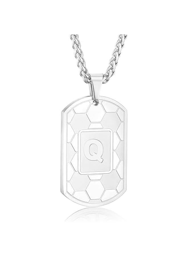 Soccer Initial Necklace for Men Boys Kids Teen Dog Tag Sliver/Black/Gold Letter Pendant Sport Soccer Athletes Jewelry Gifts  Gifts for Kids Boys Men Teens Boyfriend Husband - Image 1