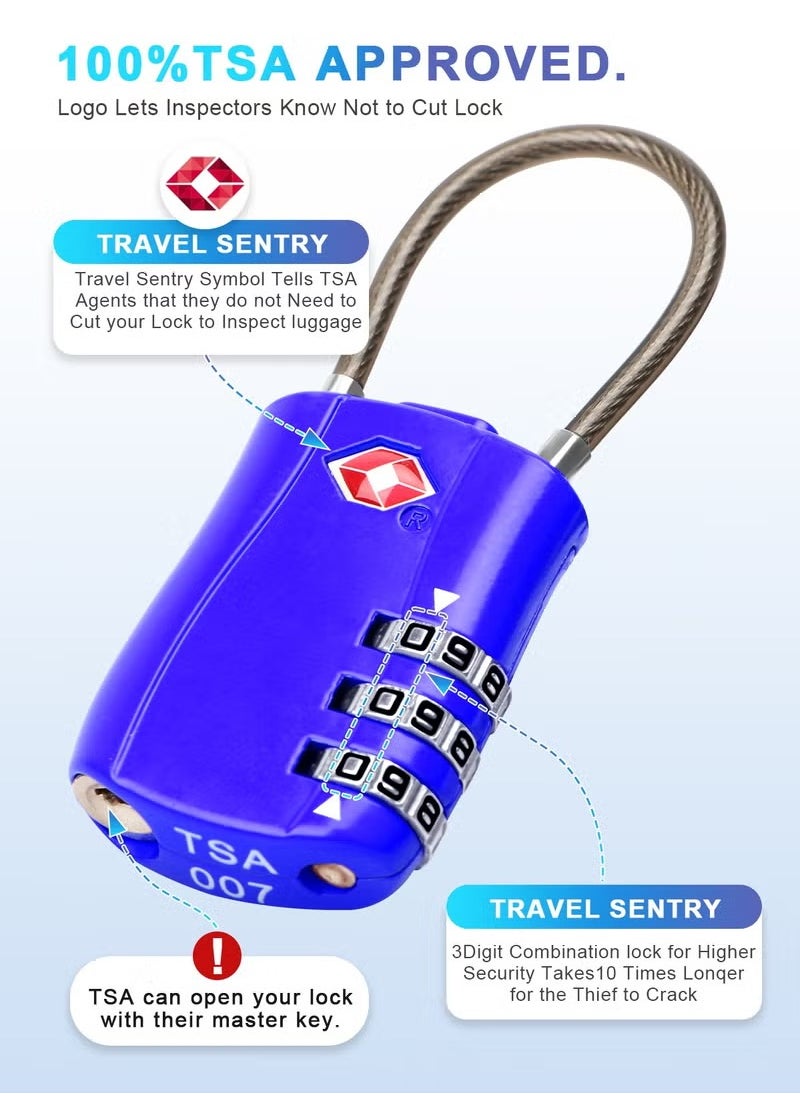Generic TSA Approved Luggage Combination Locks, 2-Pack Alloy Body Combination Padlocks for Travel Bags, Suitcases, Lockers, Gym, Bicycle Locks (Pink and Blue)  - Image 4