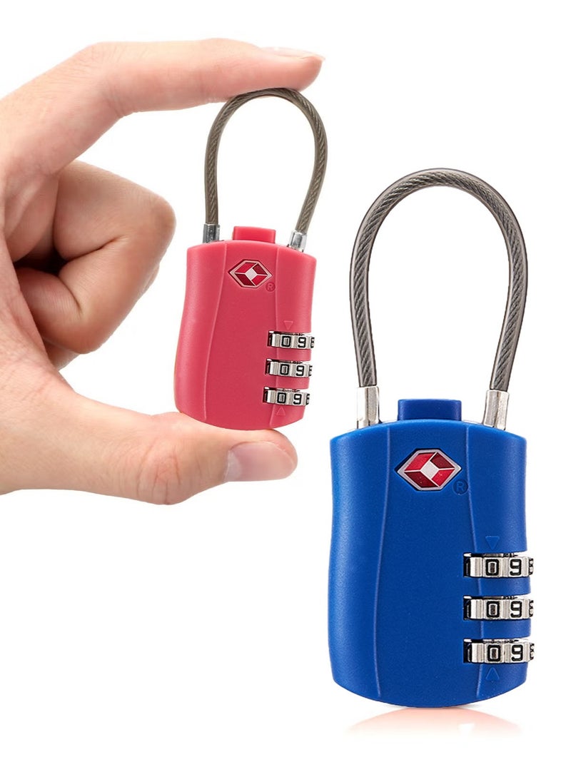 Generic TSA Approved Luggage Combination Locks, 2-Pack Alloy Body Combination Padlocks for Travel Bags, Suitcases, Lockers, Gym, Bicycle Locks (Pink and Blue)  - Image 1