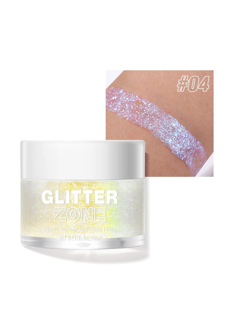 LANGMANNI Holographic Body Glitter Gel/Eyeshadow Cosmetic Grade for Body, Face, Hair and Lip. Colour-Changing Glitter Gel Under Light (L2301#04) - Image 1