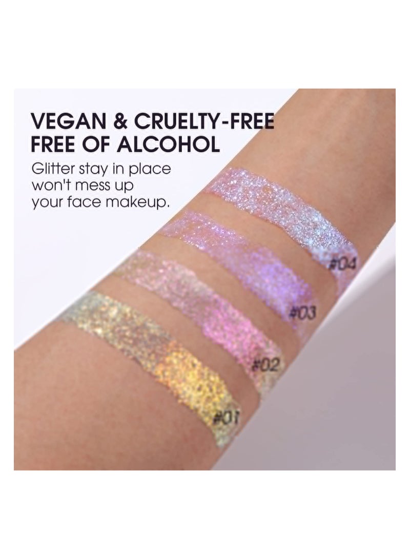 LANGMANNI Holographic Body Glitter Gel/Eyeshadow Cosmetic Grade for Body, Face, Hair and Lip. Colour-Changing Glitter Gel Under Light (L2301#04) - Image 2