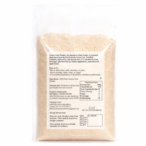 Minimal Acacia Gum Powder,400g | 100% Natural & Soluble Dietary Fiber | Food Grade, Vegan, and Gluten-Free | Ideal for Baking, Thickening, and Gut Health | Rich Prebiotic Fiber - Image 2