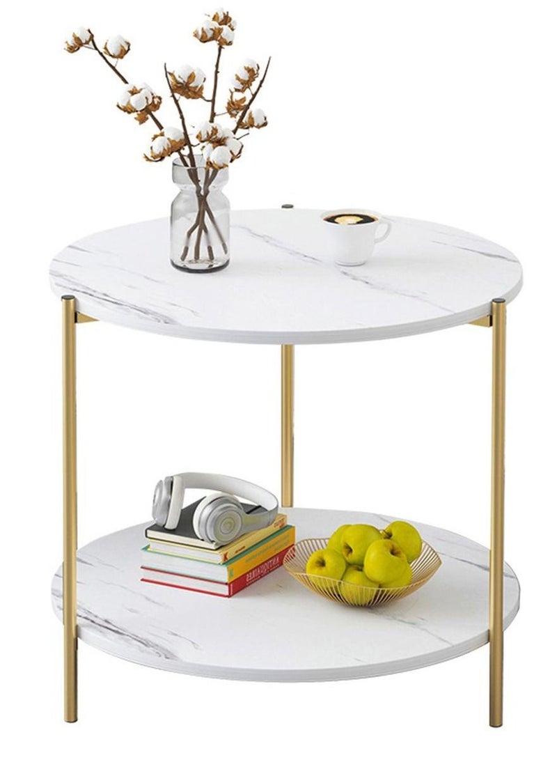 DubaiGallery Metal bedside coffee table round end side table desk nordic marble glass home sofa tables light luxury living room side table - Image 1