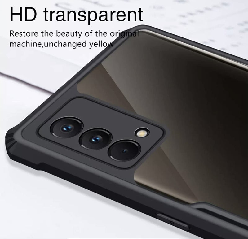 REALCASE Realme GT Master Edition Back Cover, Silicone & Acrylic Clear Hard Transparent Bumper Back Case Cover for Realme GT 5G Master Edition-Black - Image 3