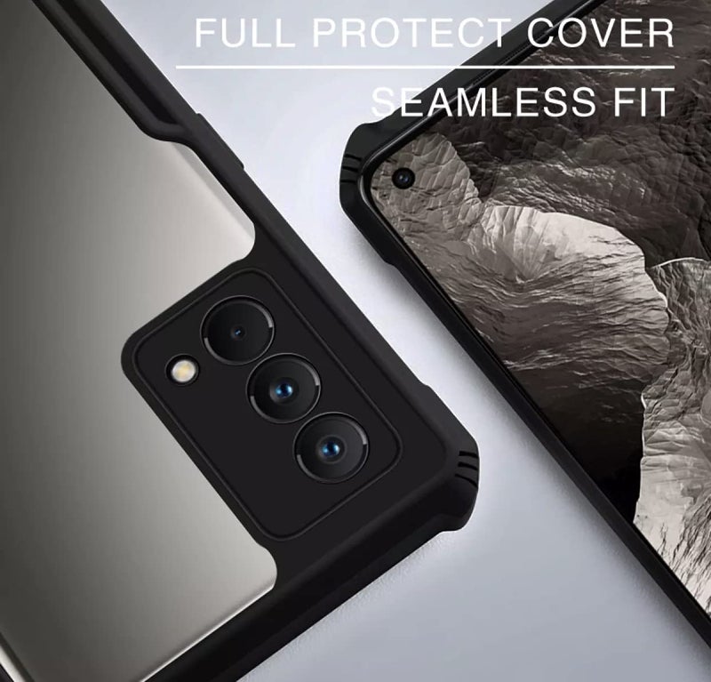 REALCASE Realme GT Master Edition Back Cover, Silicone & Acrylic Clear Hard Transparent Bumper Back Case Cover for Realme GT 5G Master Edition-Black - Image 4