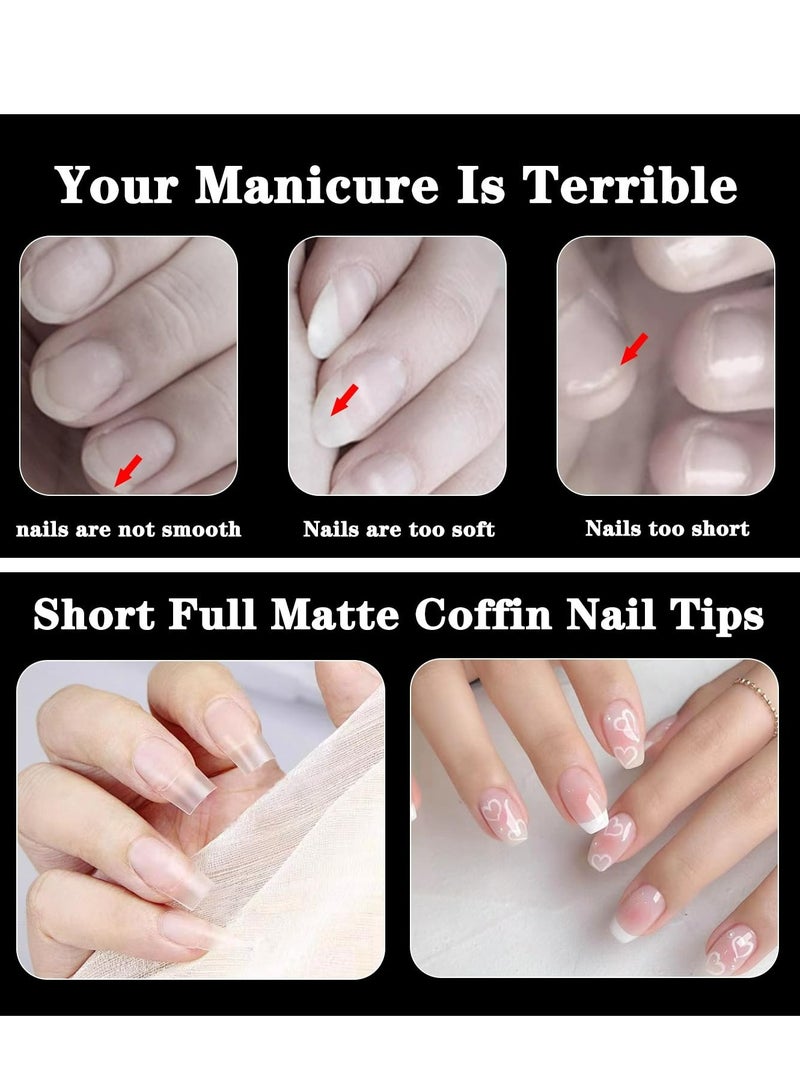 أغطية أظافر أكريليك شفافة، أغطية أظافر غير لامعة، أغطية وصلات أظافر لفن الأظافر المنزلي DIY 240 قطعة 12 مقاسًا - Image 3