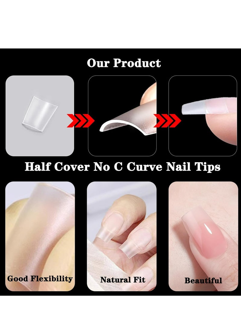 أغطية أظافر أكريليك شفافة، أغطية أظافر غير لامعة، أغطية وصلات أظافر لفن الأظافر المنزلي DIY 240 قطعة 12 مقاسًا - Image 4