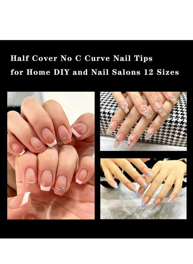 أغطية أظافر أكريليك شفافة، أغطية أظافر غير لامعة، أغطية وصلات أظافر لفن الأظافر المنزلي DIY 240 قطعة 12 مقاسًا - Image 5