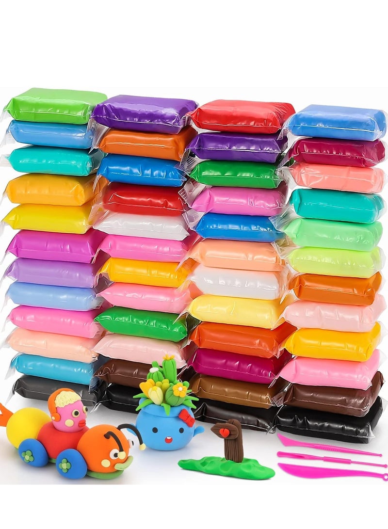 48 Colors Plasticine with 3 Sculpting Tools, Air Dry Clay, Modeling Clay Kit, DIY Plasticine for Children Education - Image 1