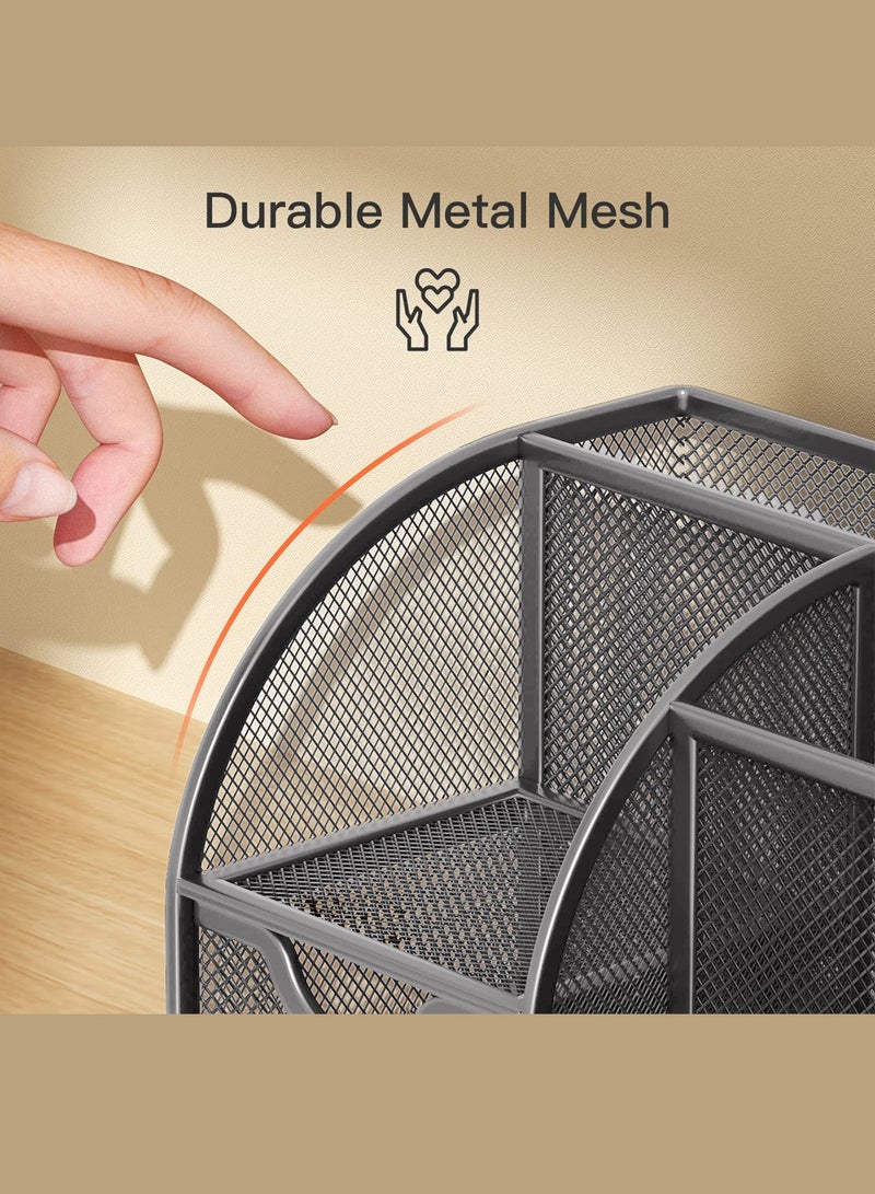 Kidle Mesh Desk Organizer Multifunctional Desktop Office Supplies Holder with 6 Compartments and 1 Drawer for Home School Classroom - Image 5