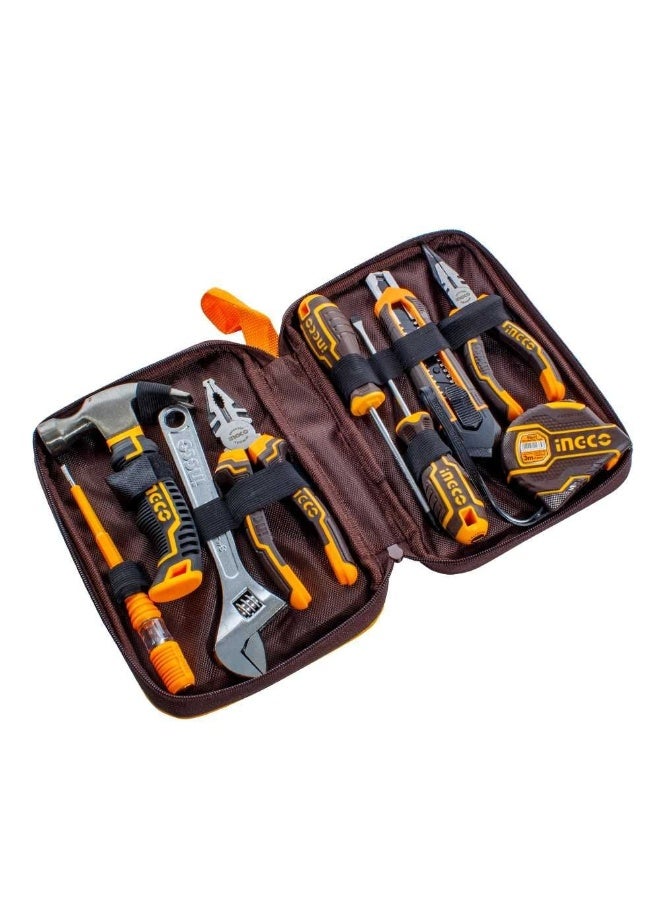 إنجكو طقم أدوات يدوية إنكو 9 قطع مع حقيبة تخزين للاستخدام المنزلي والأعمال اليدوية - Image 1