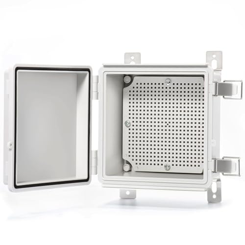 QILIPSU Waterproof Junction Box IP67 Outdoor Plastic Electrical Project Enclosure Weatherproof with Mounting Plate, Wall Brackets, Hinged Grey Cover 5.9"x5.9"x3.5" - Image 1