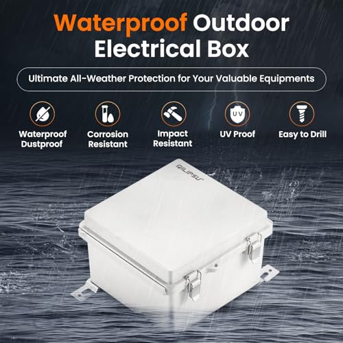 QILIPSU Waterproof Junction Box IP67 Outdoor Plastic Electrical Project Enclosure Weatherproof with Mounting Plate, Wall Brackets, Hinged Grey Cover 5.9"x5.9"x3.5" - Image 2