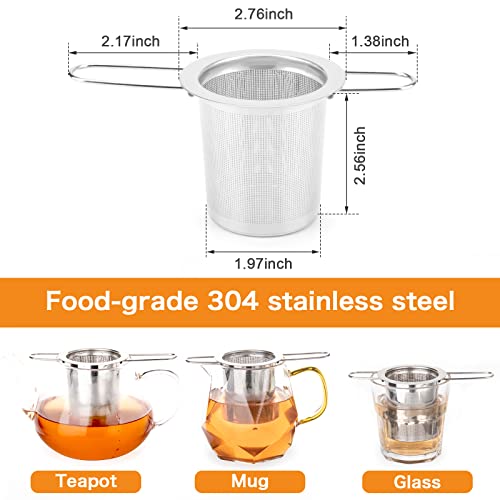 Evmliy 2Pack Tea Strainer, Stainless Steel Tea Infuser Basket Sitting in Mugs, Evmliy Tea Infusers for Loose Tea, Fine Mesh Tea Diffuser Long-Handled Tea Strainers Filters, Tea Steeper for Leaf (2Pack) - Image 2