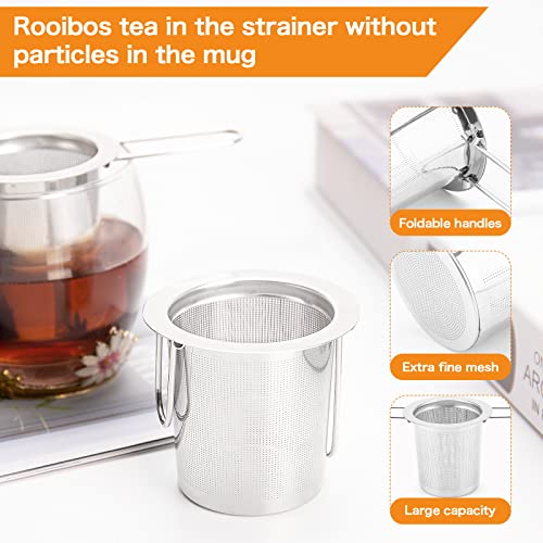 Evmliy 2Pack Tea Strainer, Stainless Steel Tea Infuser Basket Sitting in Mugs, Evmliy Tea Infusers for Loose Tea, Fine Mesh Tea Diffuser Long-Handled Tea Strainers Filters, Tea Steeper for Leaf (2Pack) - Image 3