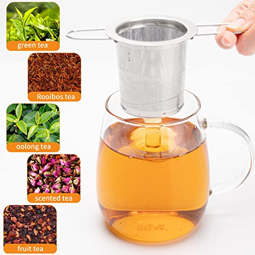 Evmliy 2Pack Tea Strainer, Stainless Steel Tea Infuser Basket Sitting in Mugs, Evmliy Tea Infusers for Loose Tea, Fine Mesh Tea Diffuser Long-Handled Tea Strainers Filters, Tea Steeper for Leaf (2Pack) - Image 5