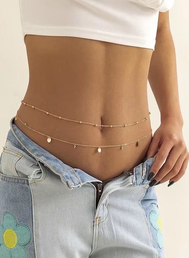 Simple tassel sequin double chain casual waist chain decoration - Image 1