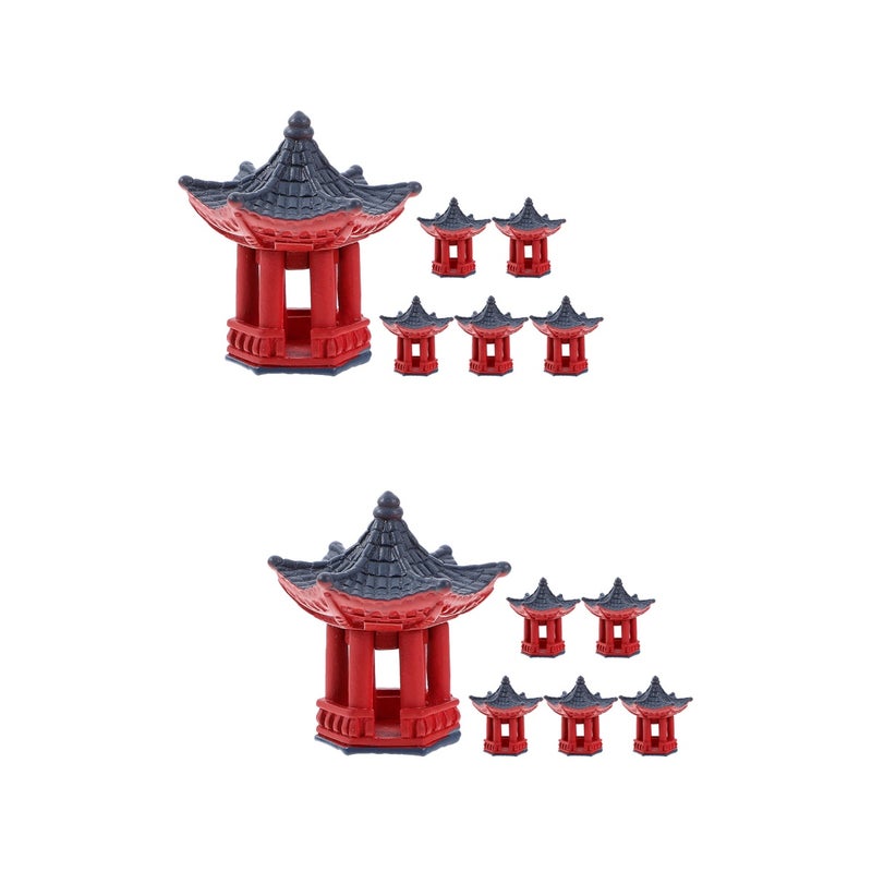 12 pcs Resin Garden Pavilion Decor Decorative Yard Pavilion Model Resin Garden Pavilion Ornament - Image 1