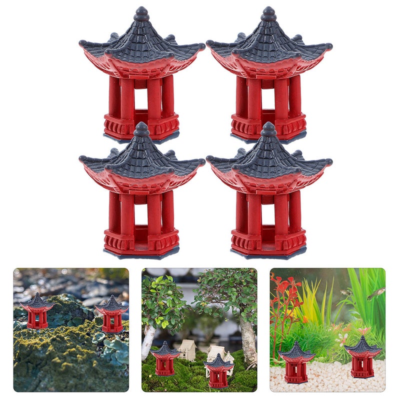 12 pcs Resin Garden Pavilion Decor Decorative Yard Pavilion Model Resin Garden Pavilion Ornament - Image 3
