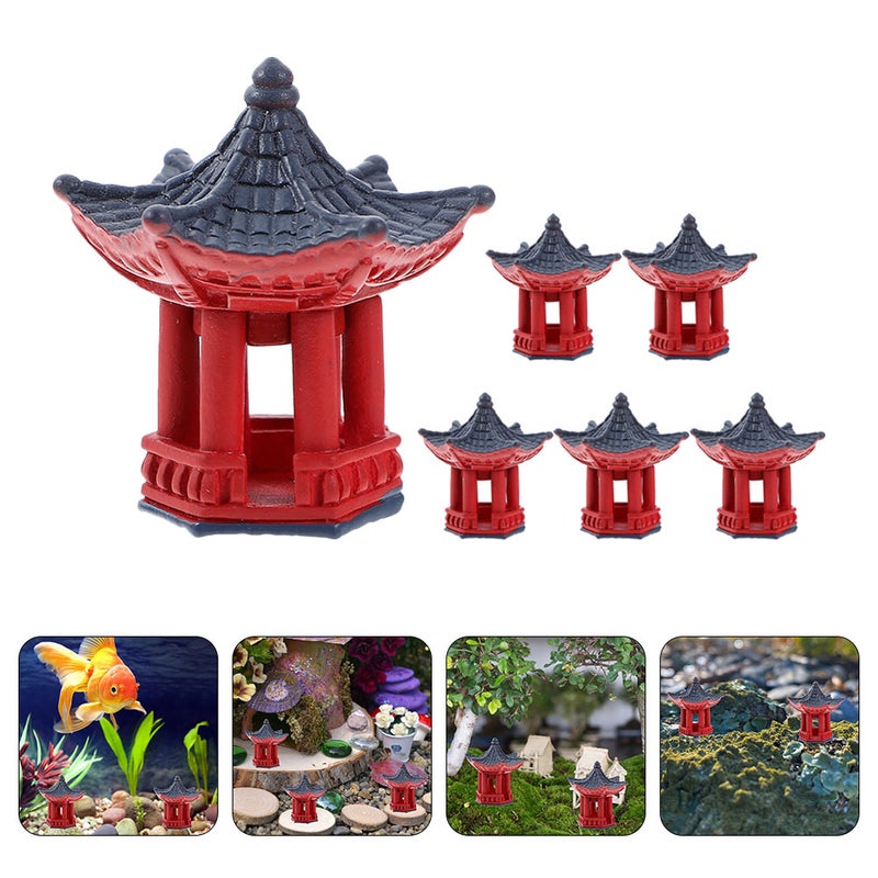 12 pcs Resin Garden Pavilion Decor Decorative Yard Pavilion Model Resin Garden Pavilion Ornament - Image 5