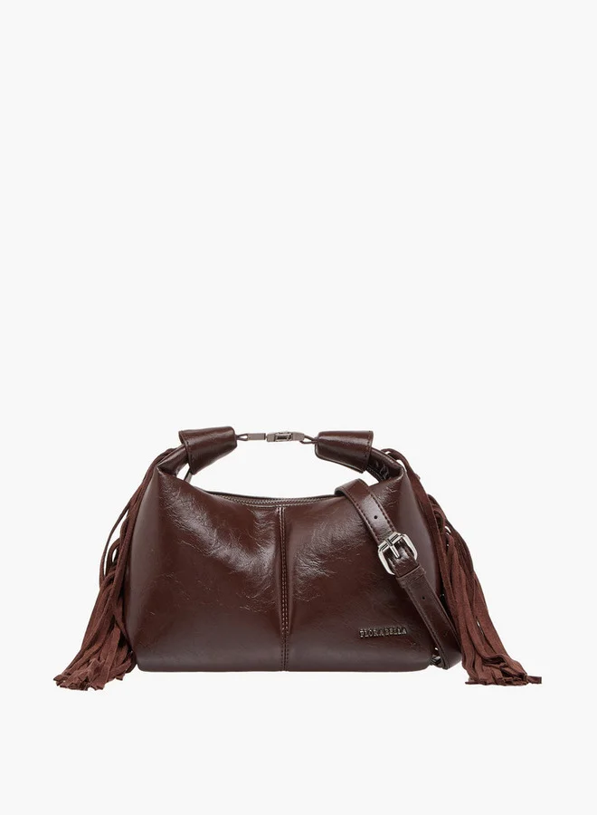 Flora Bella By Shoexpress Textured Shoulder Bag with Adjustable Strap and Zip Closure