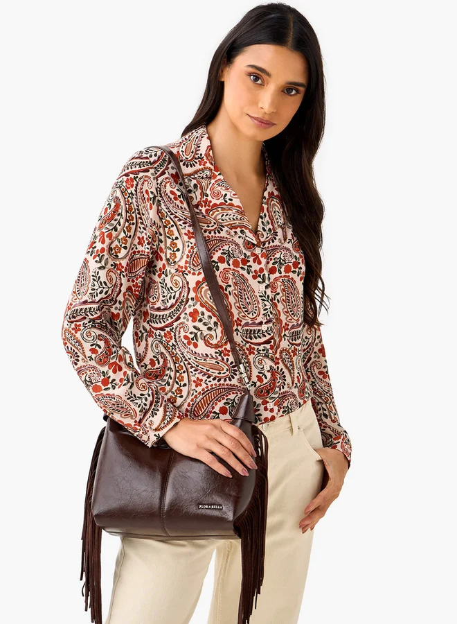 Flora Bella By Shoexpress Textured Shoulder Bag with Adjustable Strap and Zip Closure