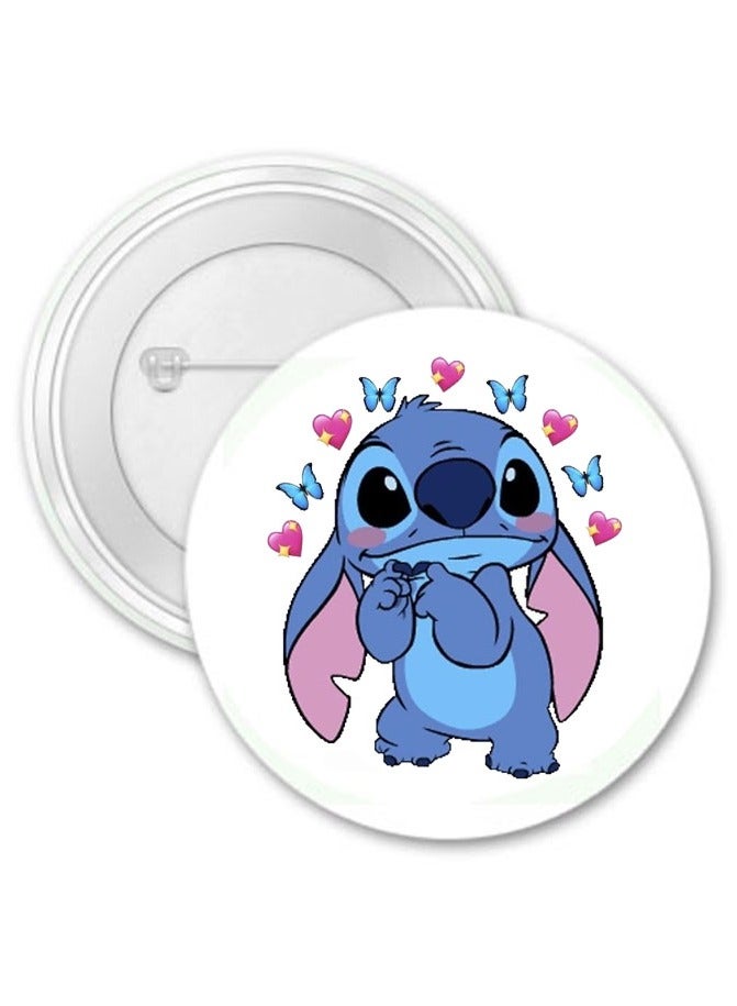 Circular pin brooch with the design of the cartoon character Lulu and Stitch is distinctive and elegant accessory suitable for bags and clothes