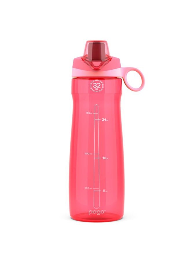 Pogo BPA-Free Plastic Water Bottle with Chug Lid, Pink, 32 oz. - Image 1
