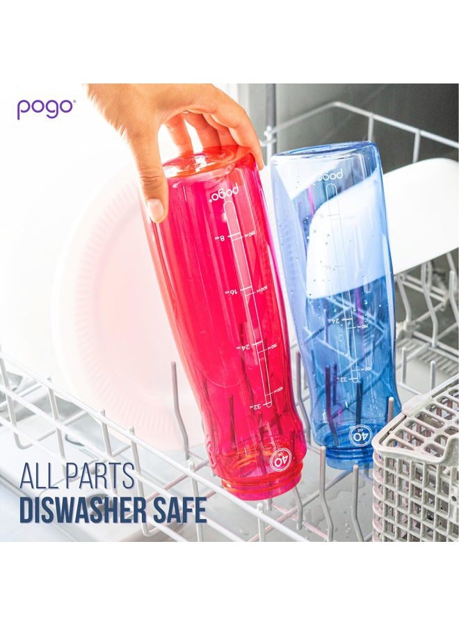 Pogo BPA-Free Plastic Water Bottle with Chug Lid, Pink, 32 oz. - Image 4