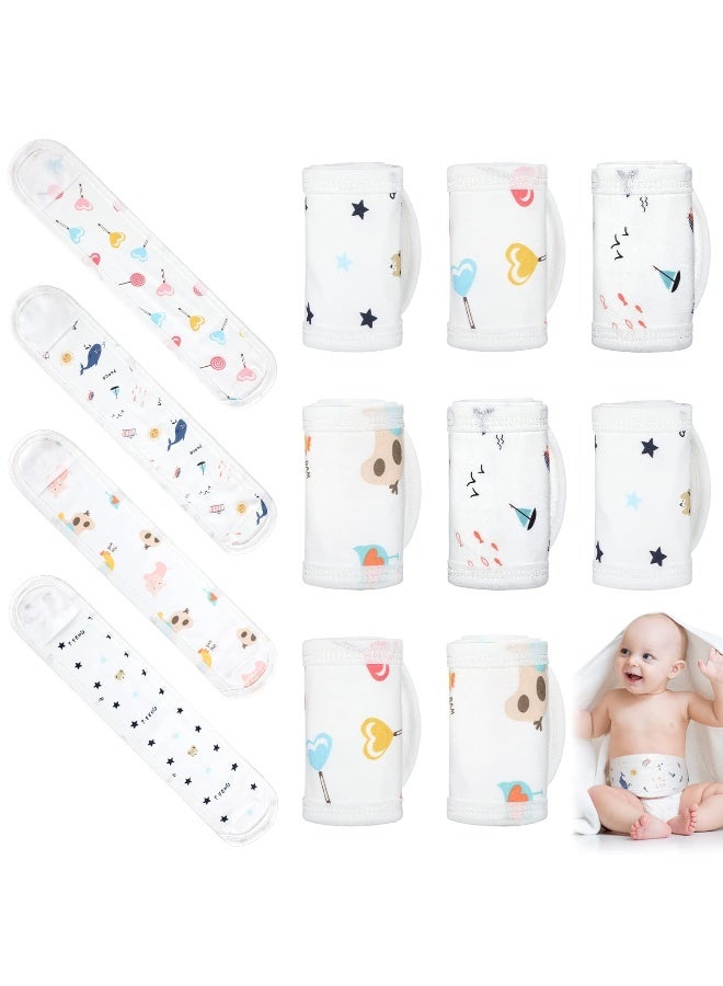 Seematn 8 Pcs Cartoon Cotton Baby Infant Umbilical Cord Belly Bands Belly Protector Baby Belly Button Band Bellies Umbilical Hernia Belt Soft Newborn Navel Belt for 0-12 Months, 4 Styles - Image 1
