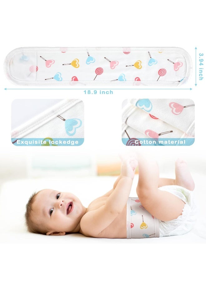 Seematn 8 Pcs Cartoon Cotton Baby Infant Umbilical Cord Belly Bands Belly Protector Baby Belly Button Band Bellies Umbilical Hernia Belt Soft Newborn Navel Belt for 0-12 Months, 4 Styles - Image 2